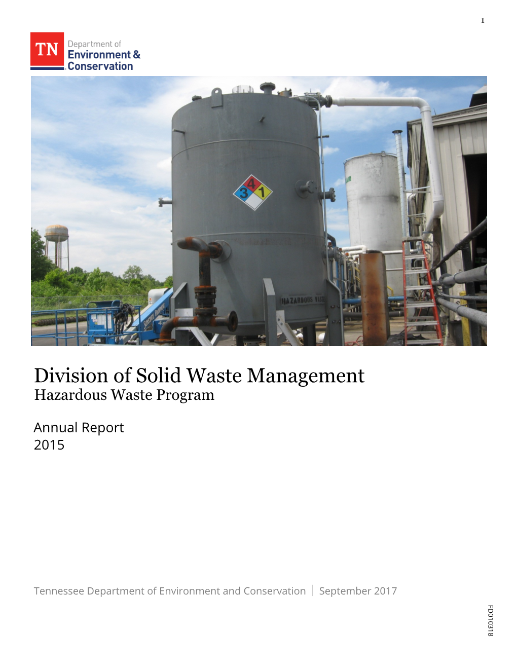 Annual Legislative Report on the Hazardous Waste Regulatory Program for Report Year 2015
