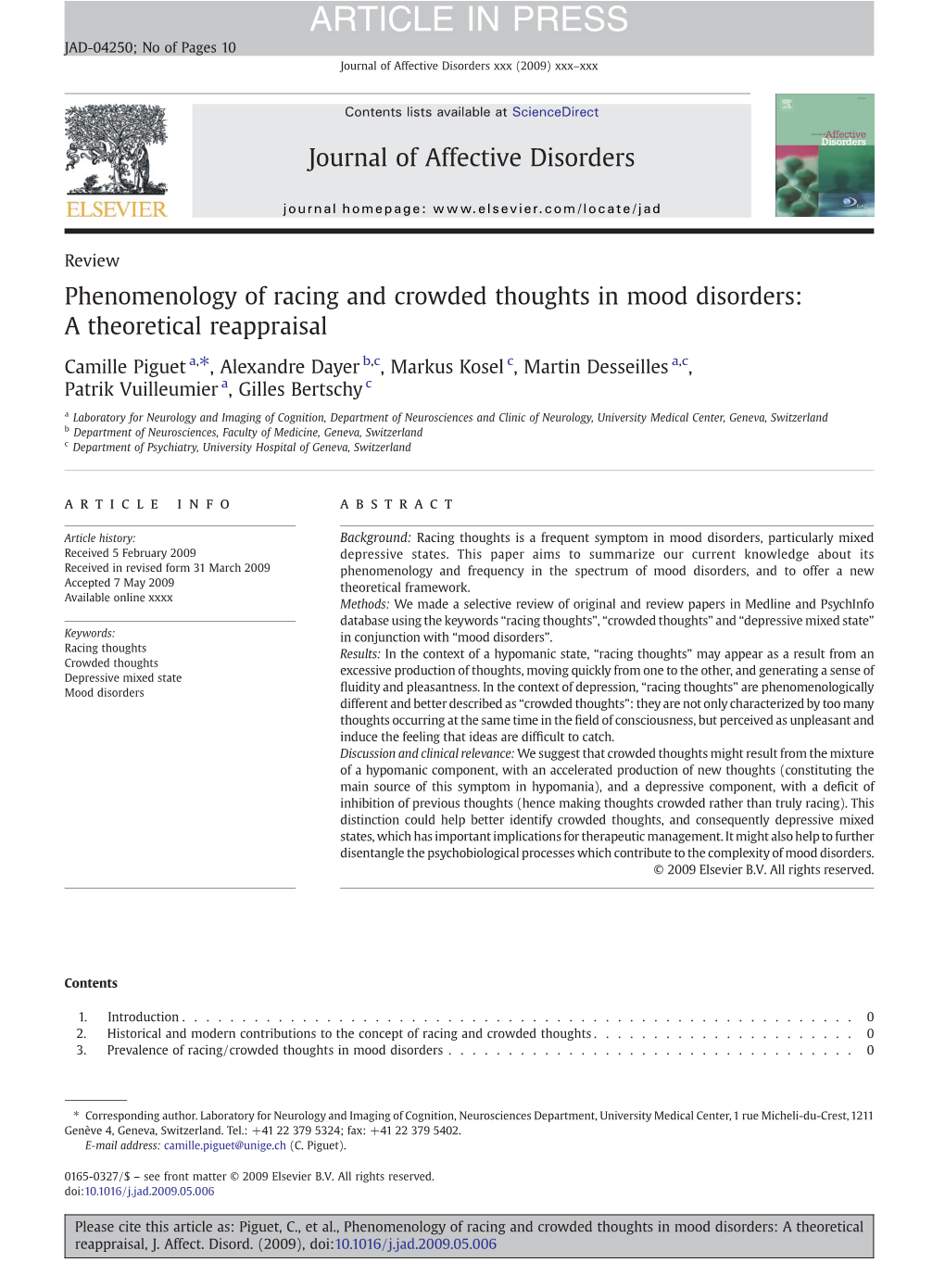 Phenomenology of Racing and Crowded Thoughts in Mood Disorders: a Theoretical Reappraisal