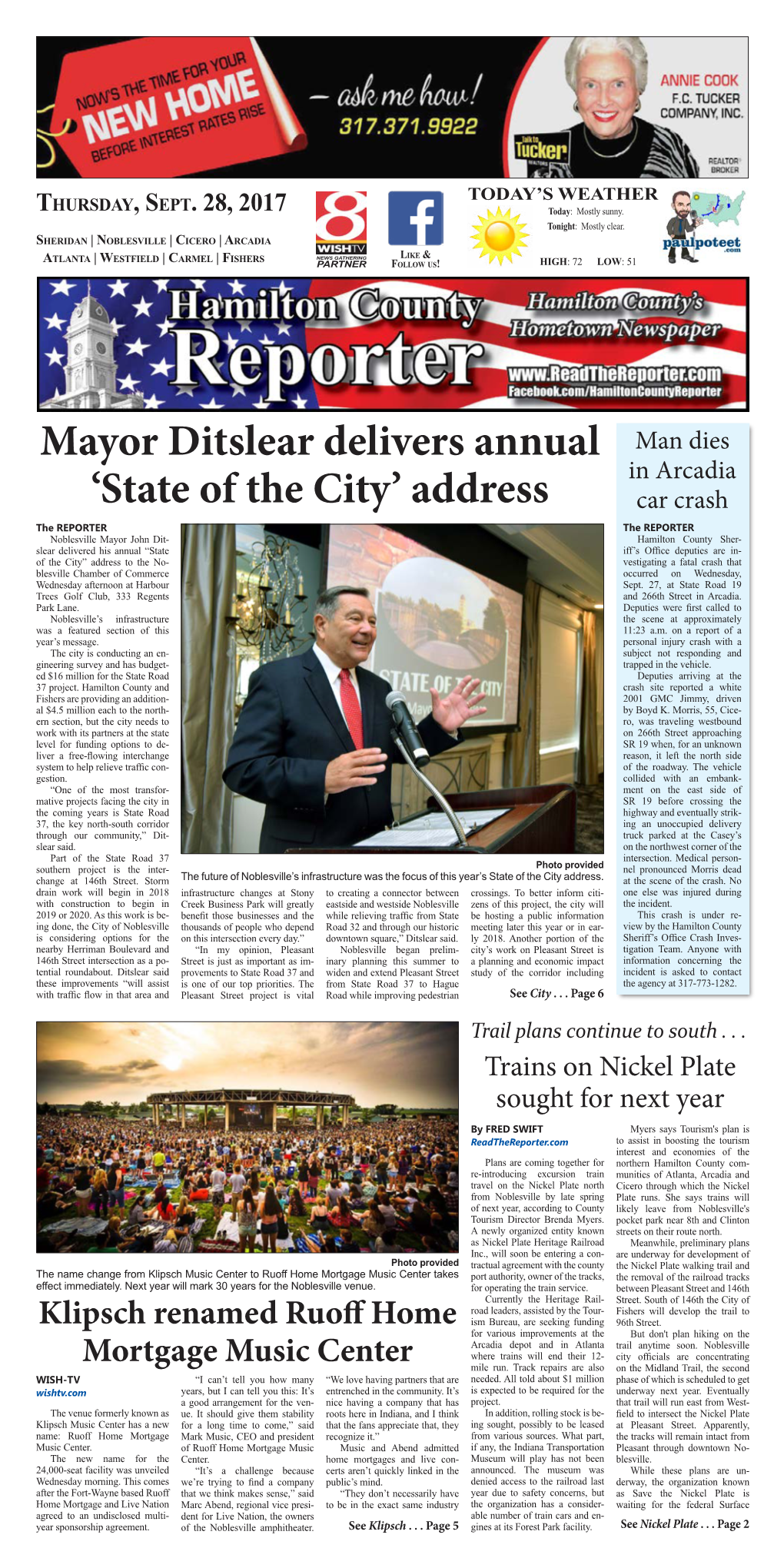 Mayor Ditslear Delivers Annual 'State of the City' Address