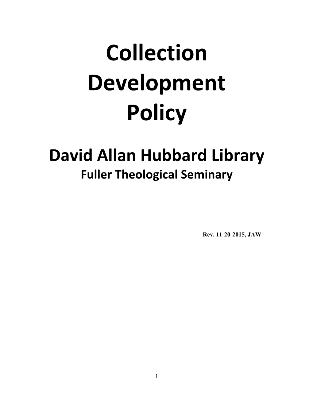 Collection Development Policy