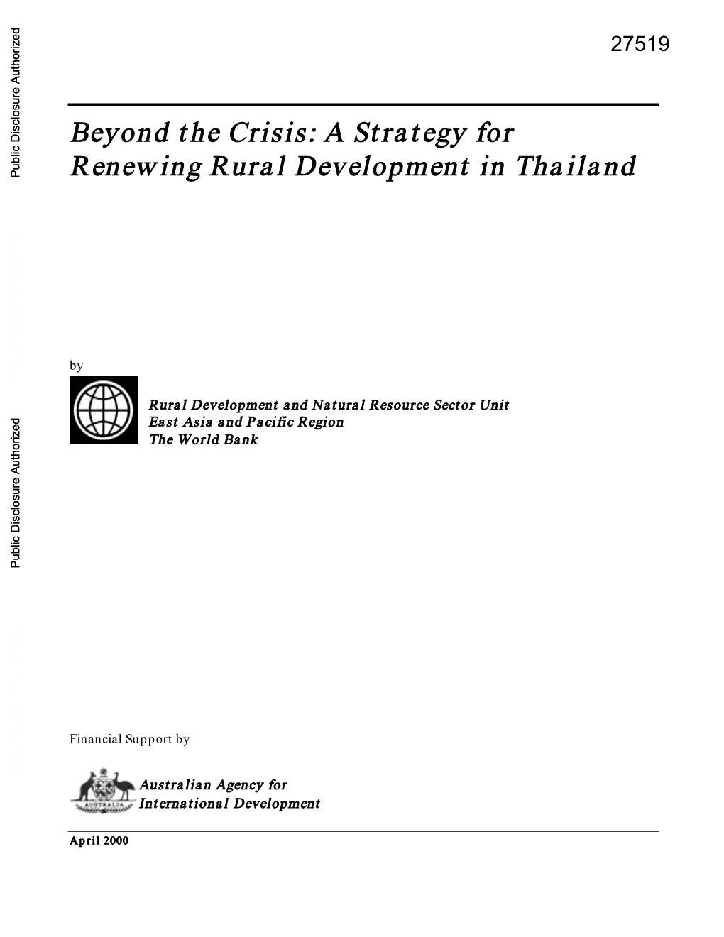 Beyond the Crisis: a Strategy for Renewing