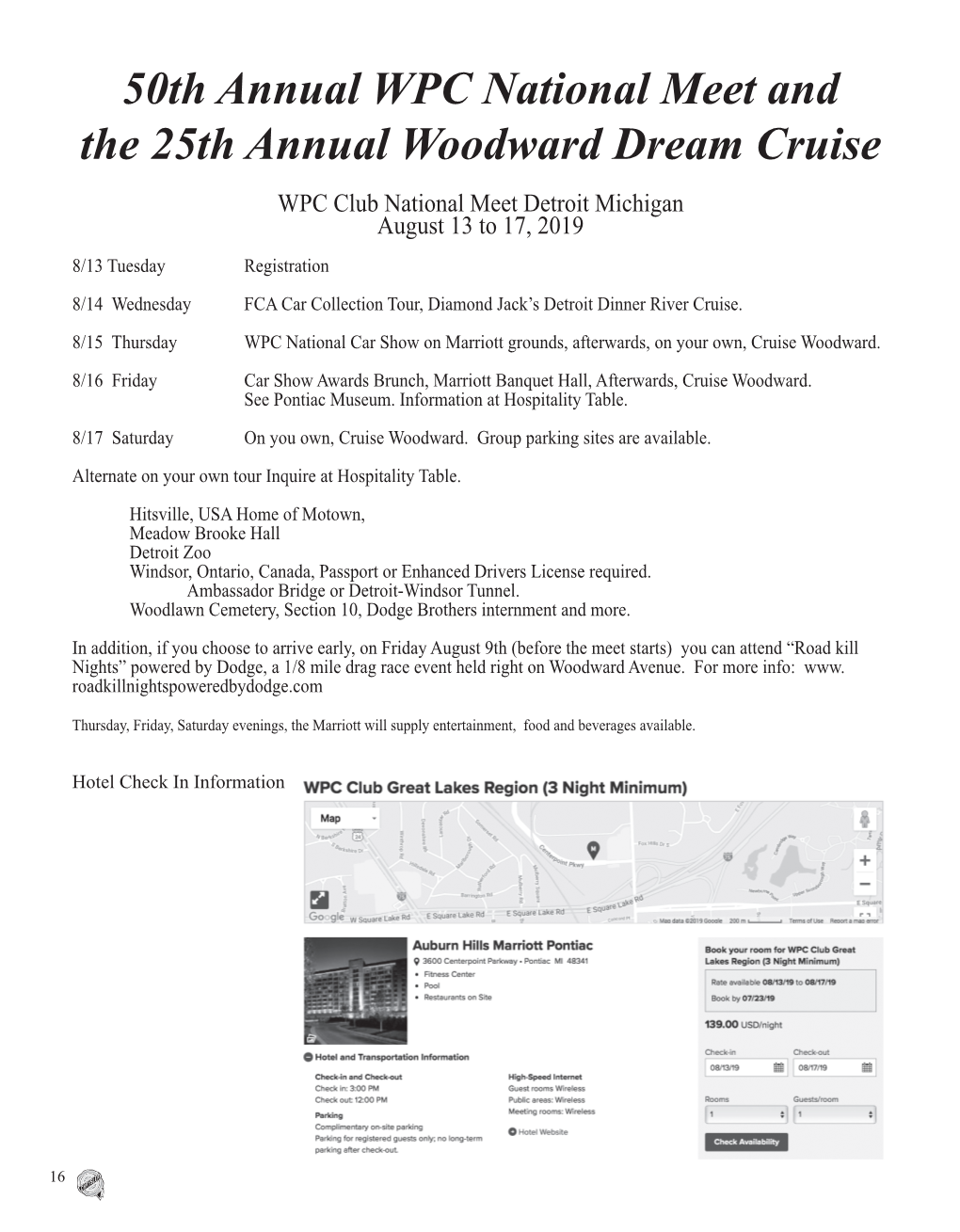 50Th Annual WPC National Meet and the 25Th Annual Woodward Dream Cruise WPC Club National Meet Detroit Michigan