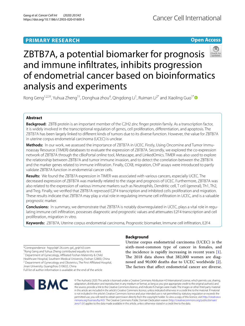 ZBTB7A, a Potential Biomarker for Prognosis and Immune Infiltrates