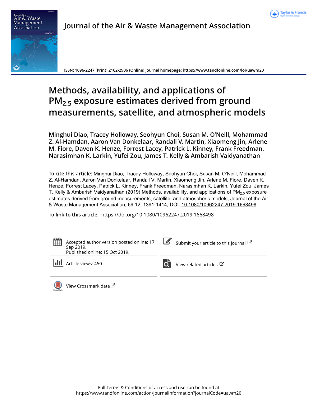 Methods, Availability, and Applications of PM2.5 Exposure Estimates Derived from Ground Measurements, Satellite, and Atmospheric Models