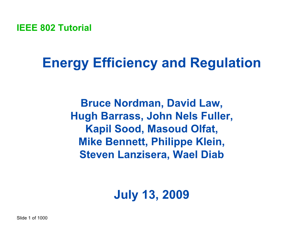 Energy Efficiency and Regulation