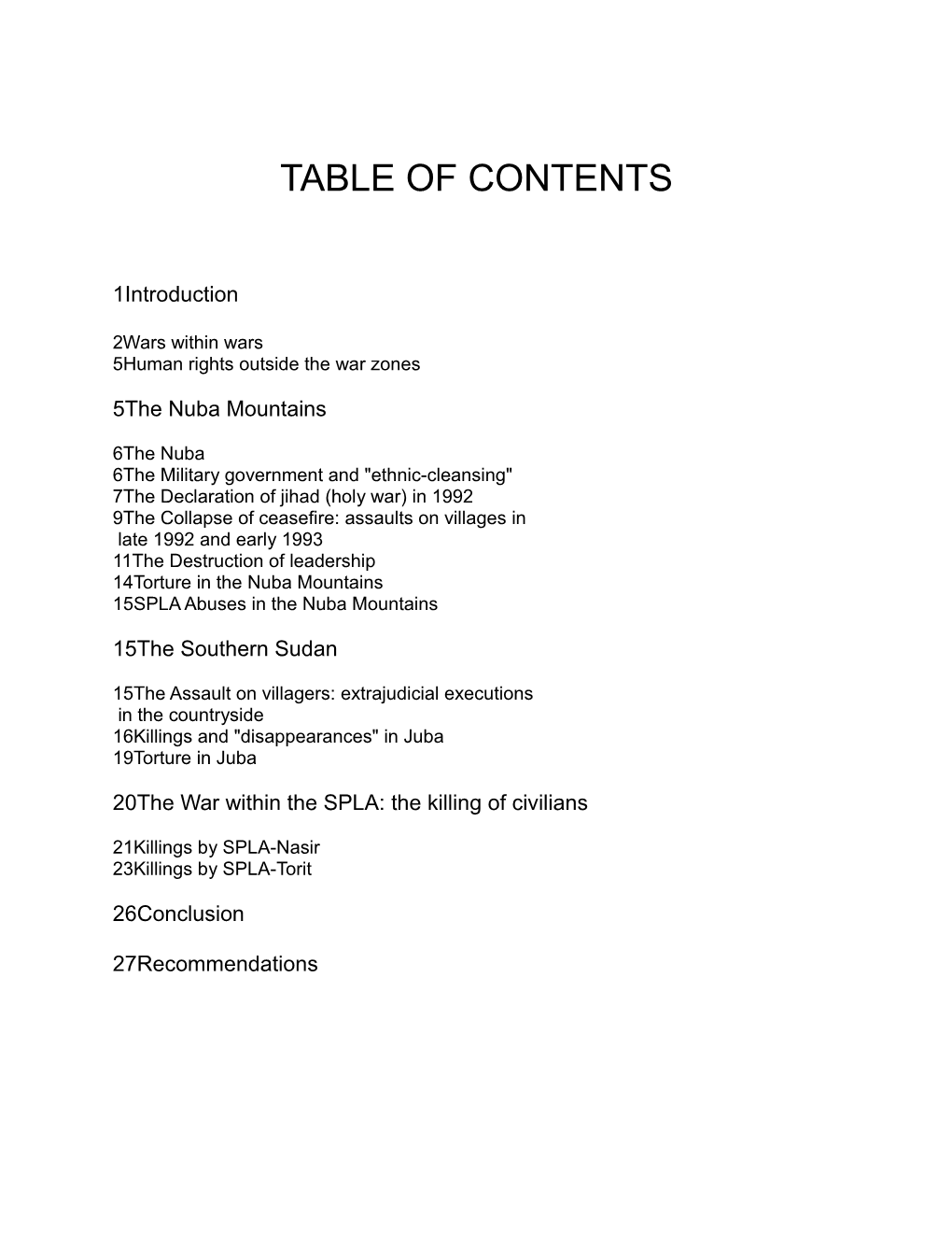 Table of Contents