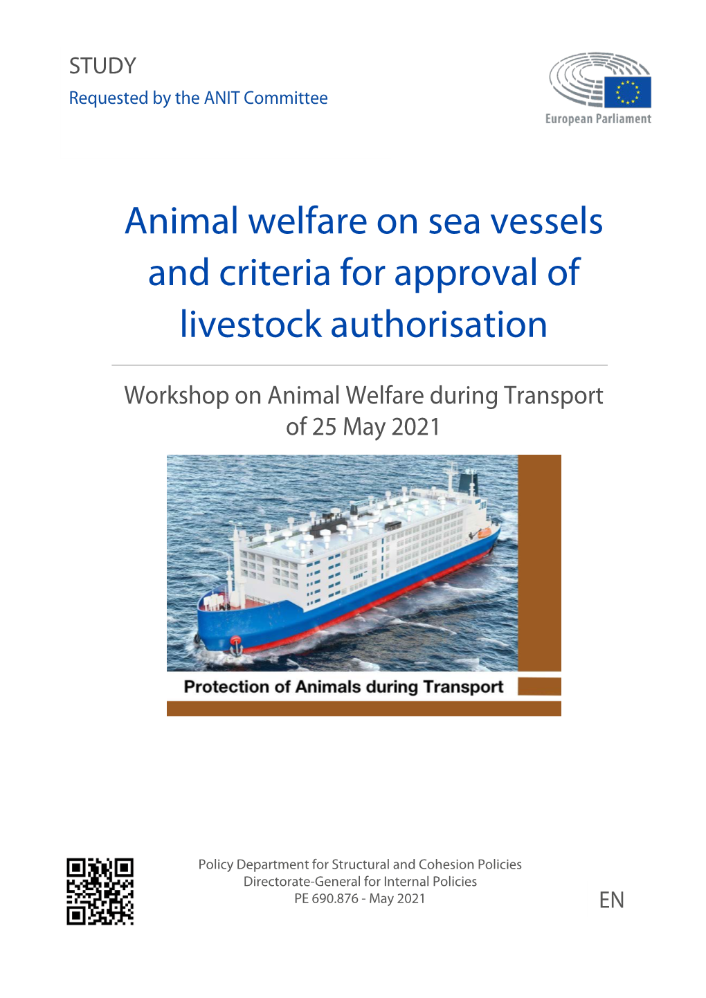 Animal Welfare on Sea Vessels and Criteria for Approval of Livestock Authorisation