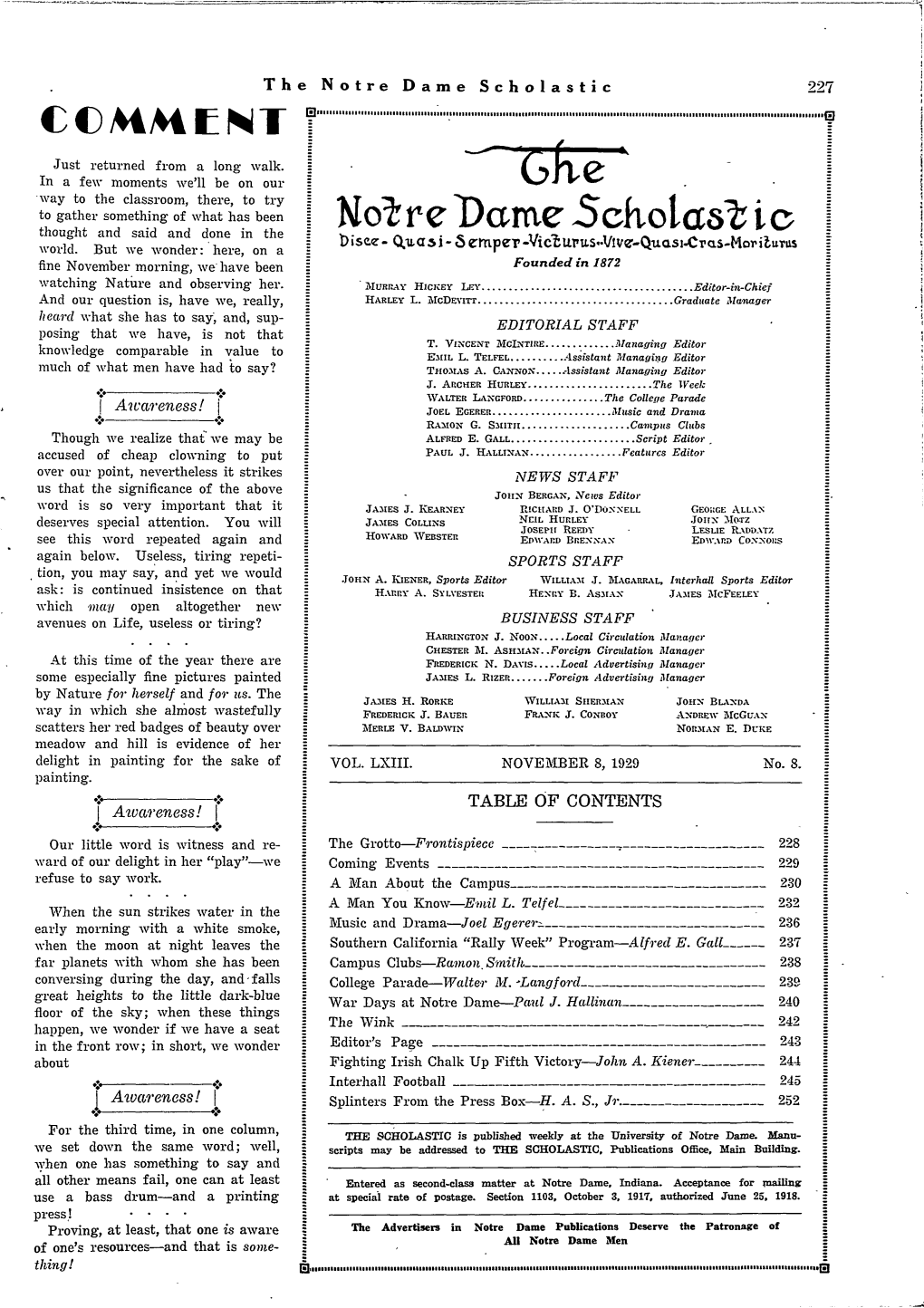 Notre Dame Scholastic, Vol. 63, No. 08