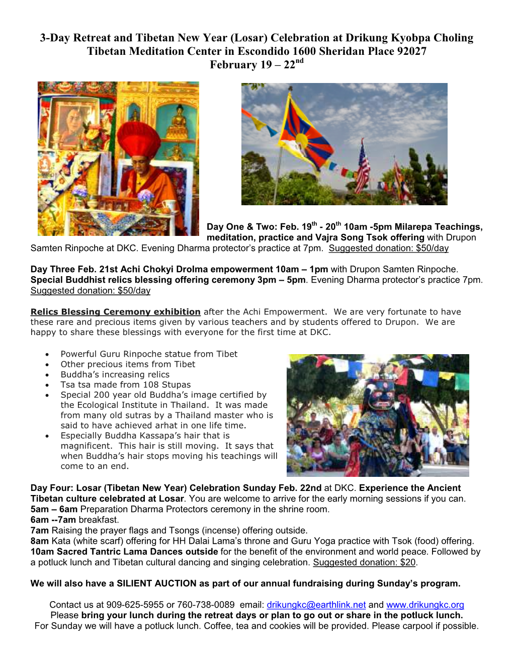 3-Day Retreat and Tibetan Ew Year (Losar) Celebration at Drikung