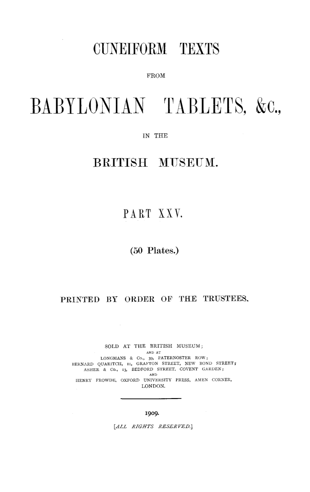 Cuneiform Texts from Babylonian Tablets, &C. in the British