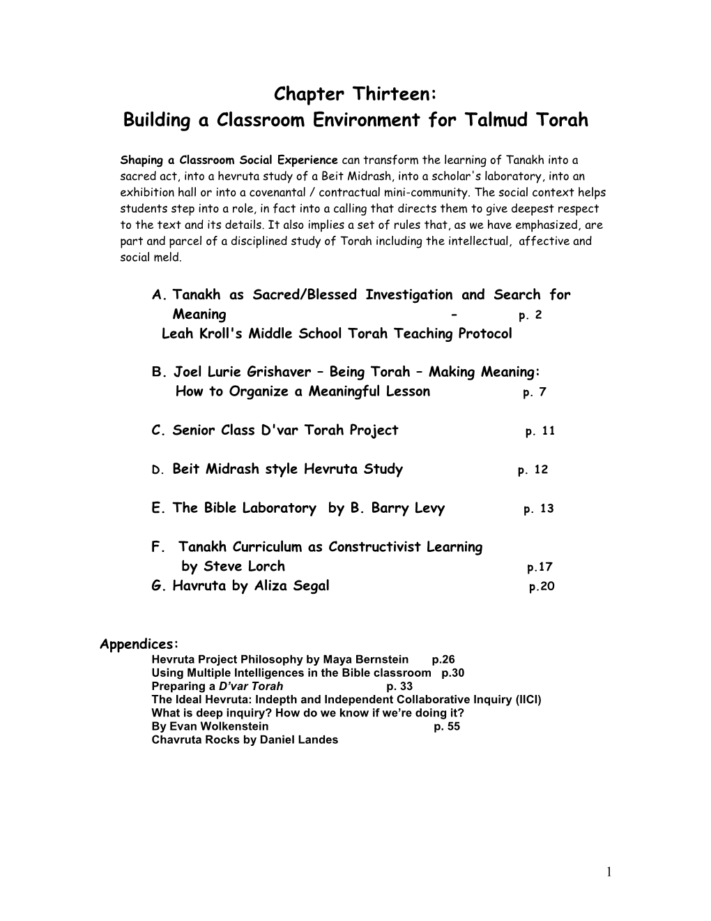 Building a Tanakh Classroom Environment for Talmud Torah