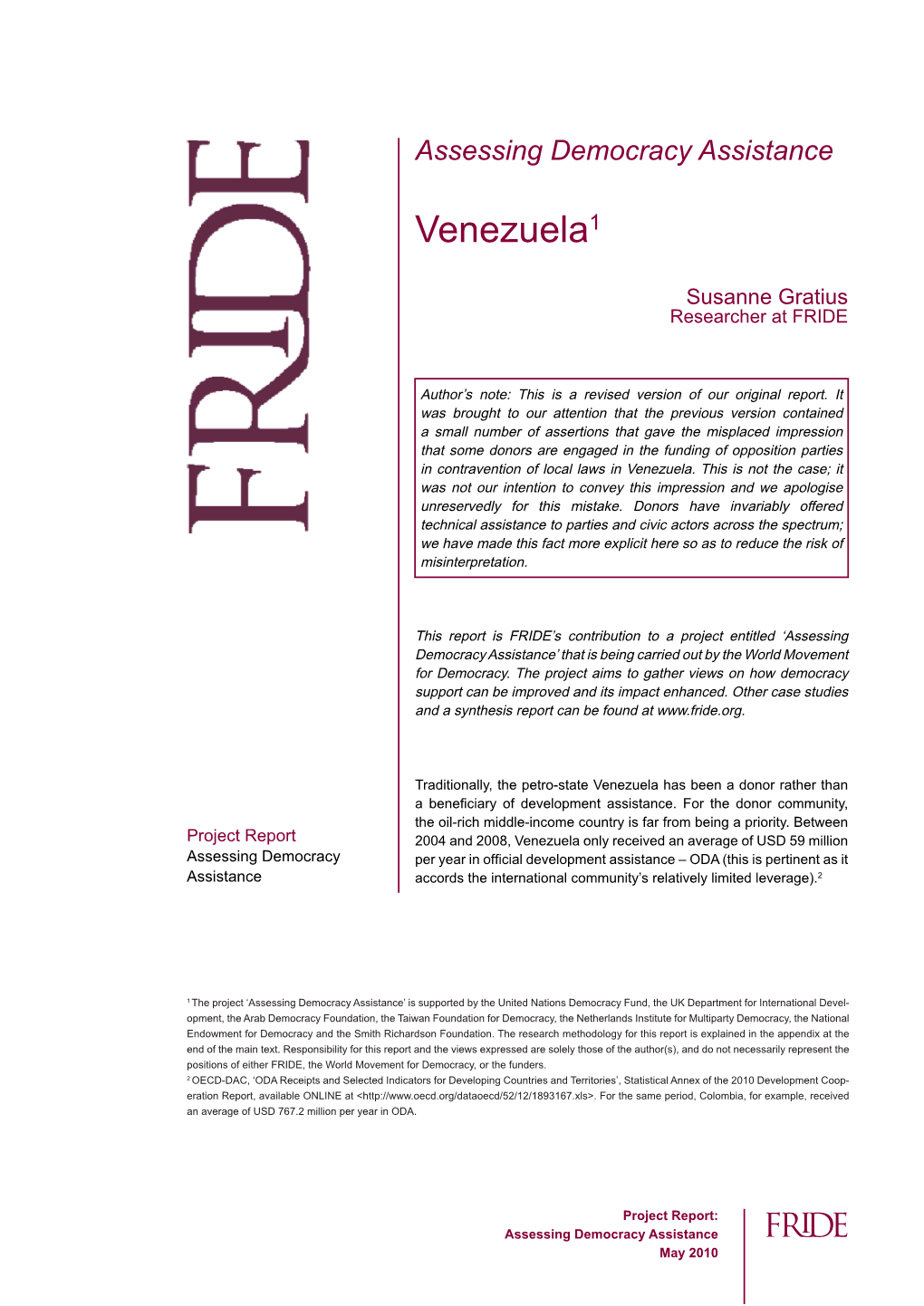 Assessing Democracy Assistance: Venezuela