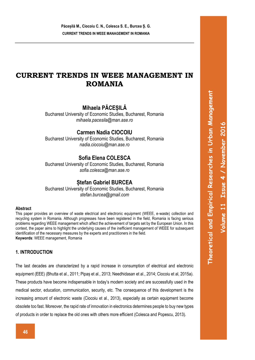 Current Trends in Weee Management in Romania