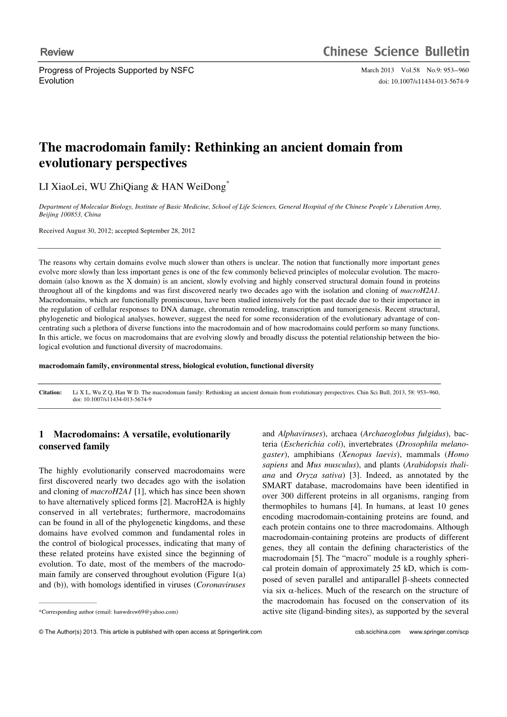 The Macrodomain Family: Rethinking an Ancient Domain from Evolutionary Perspectives