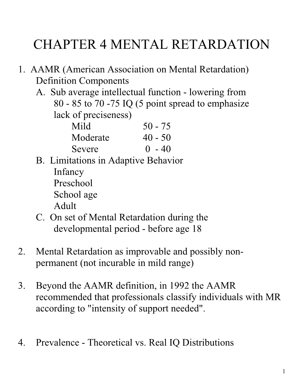 Chapter 4 Mental Retardation