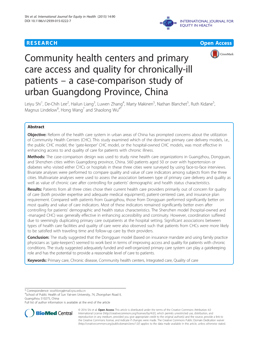 Community Health Centers and Primary Care Access and Quality For