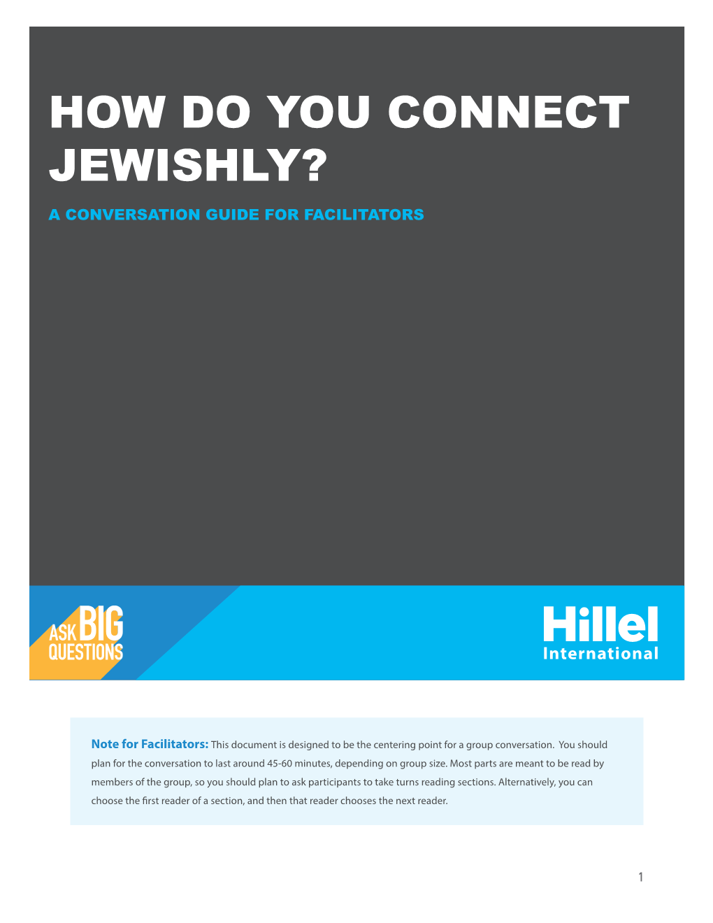 How Do You Connect Jewishly? a Conversation Guide for Facilitators