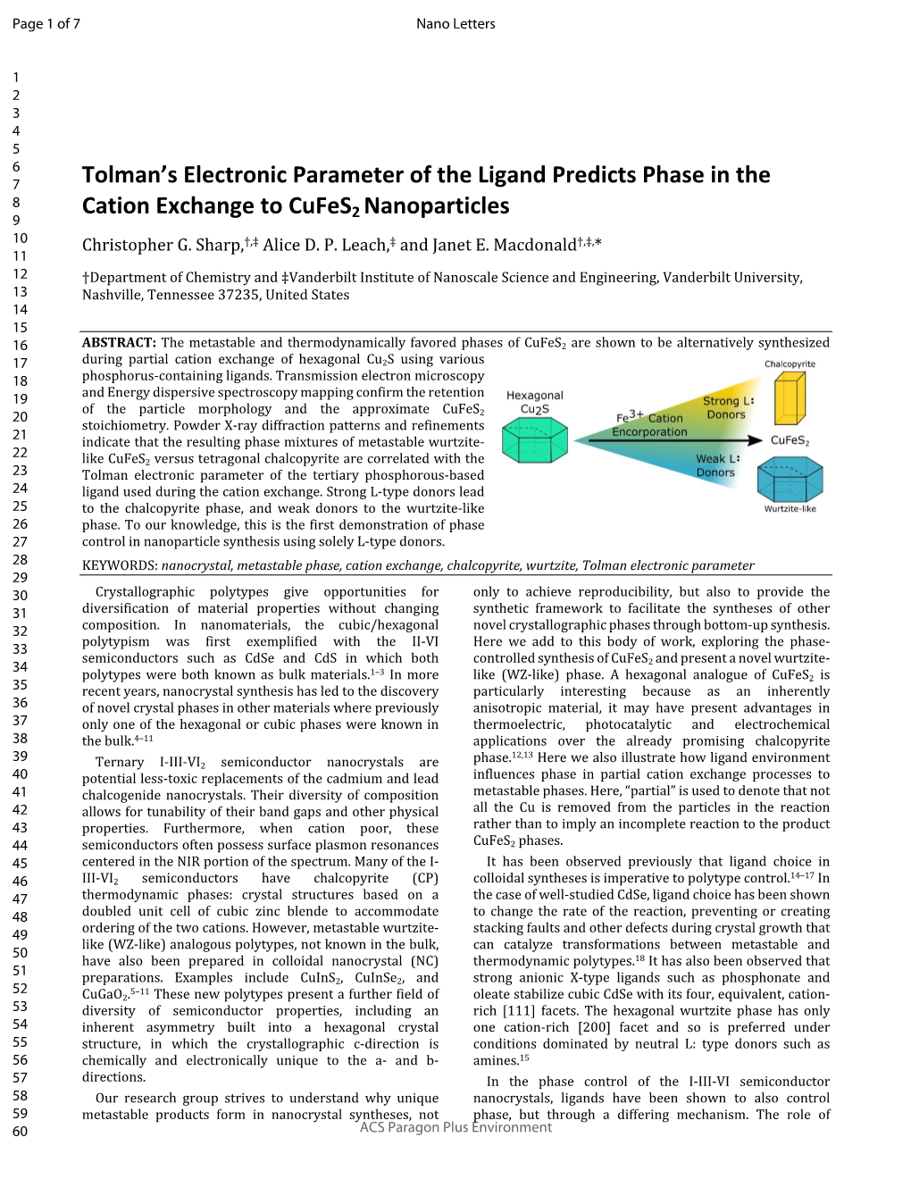 Tolman's Electronic Parameter of the Ligand Predicts Phase in the Cation
