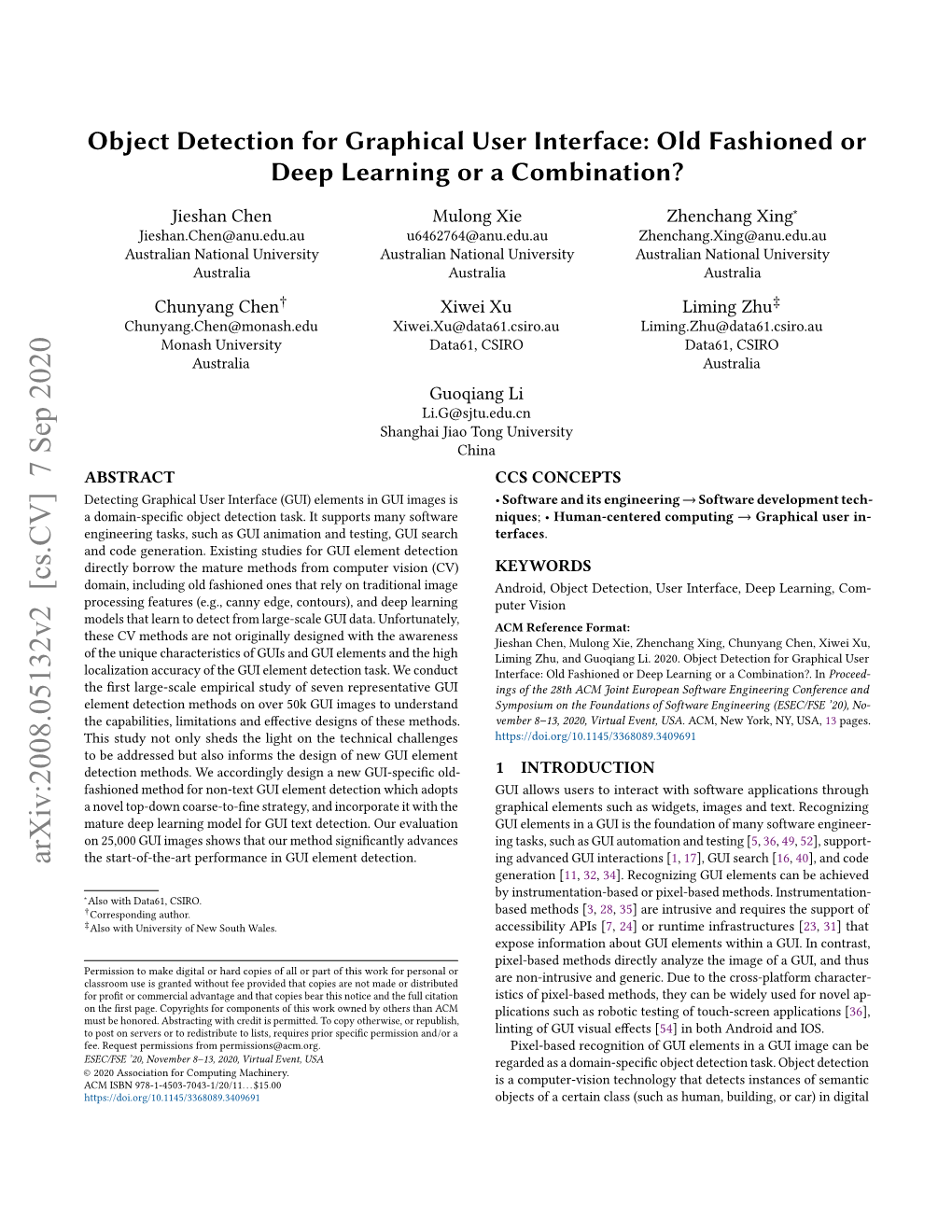 Object Detection for Graphical User Interface: Old Fashioned Or Deep Learning Or a Combination?