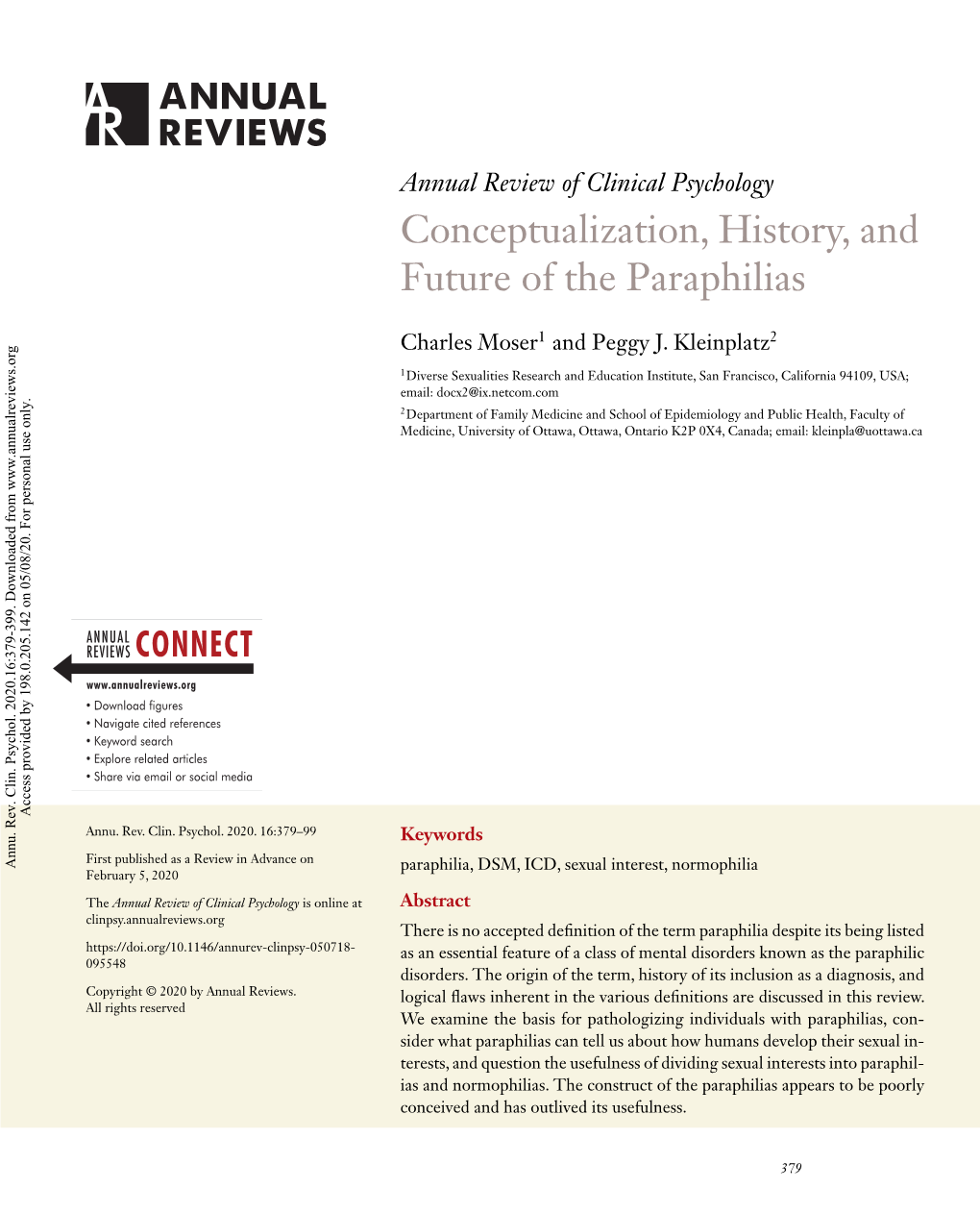 Conceptualization, History, and Future of the Paraphilias