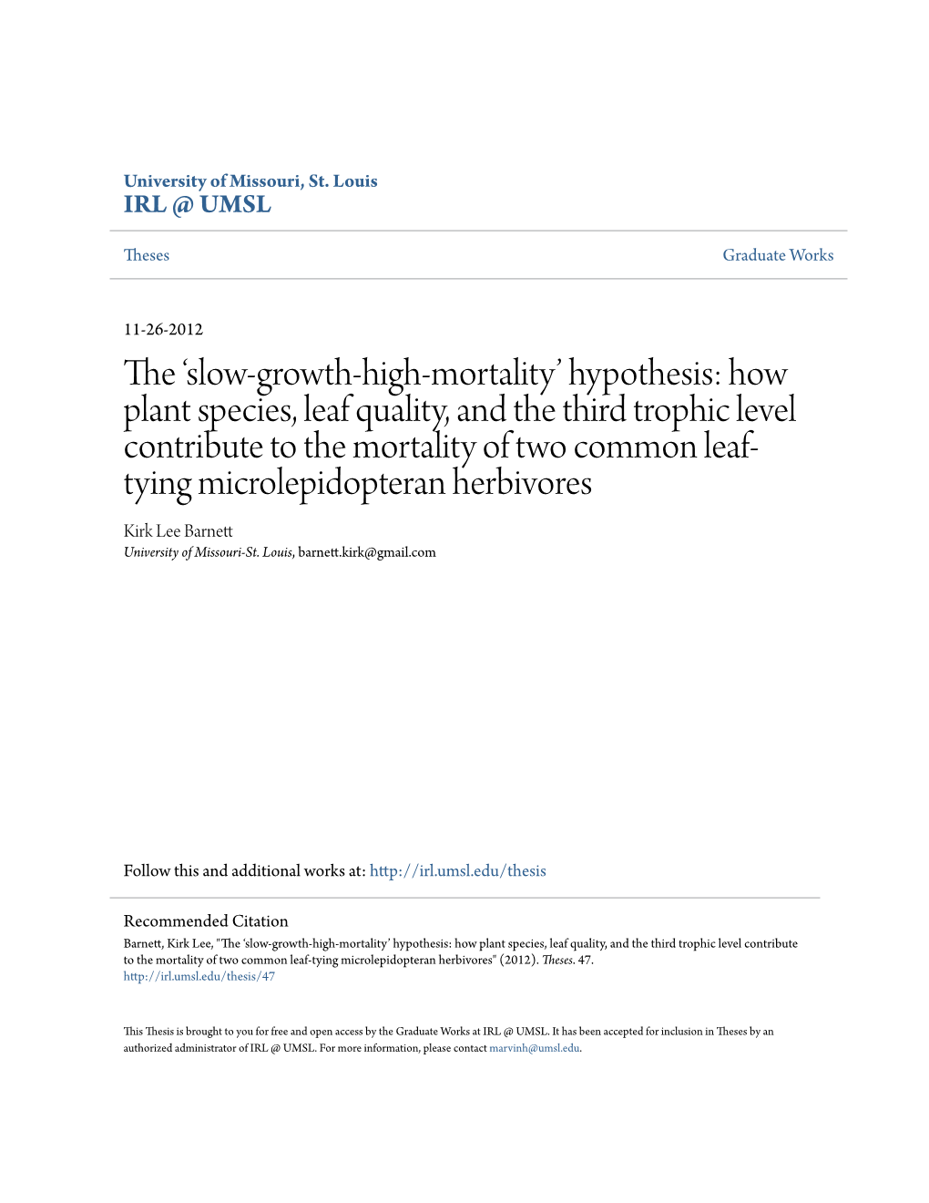 Hypothesis: How Plant Species, Leaf Quality, and the Third