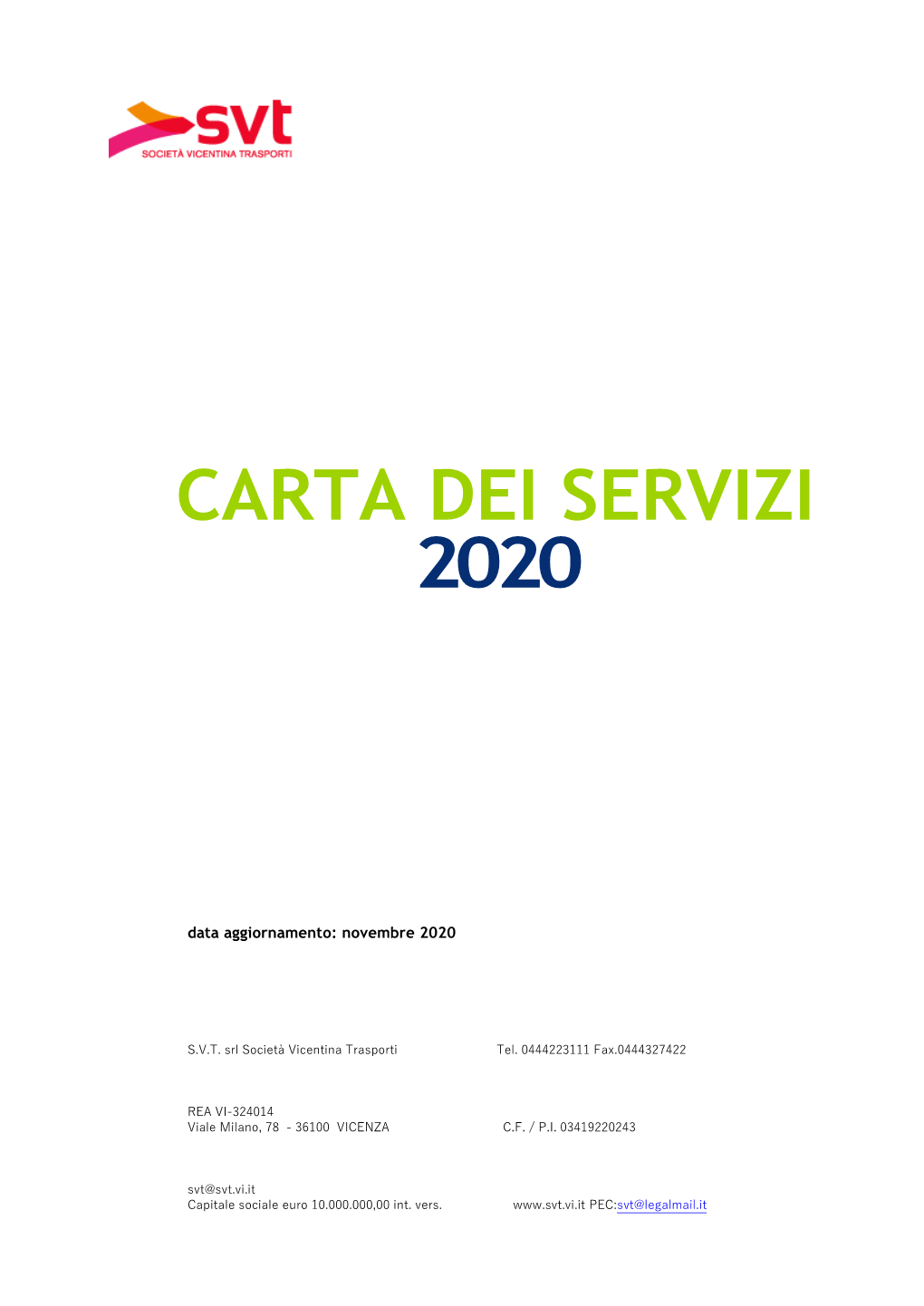 Carta Dei Servizi Aggiornamento Novembre 2020