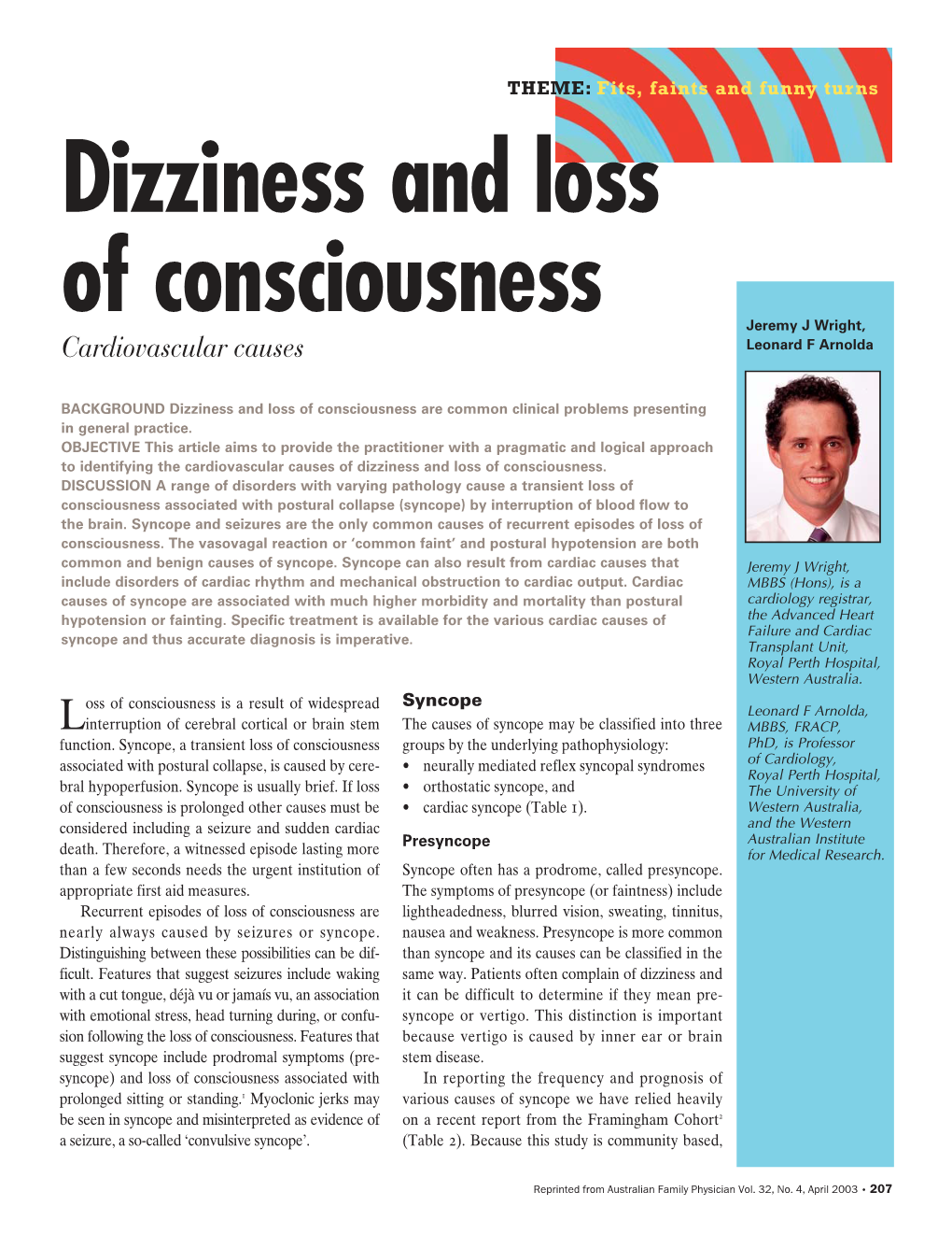 Dizziness and Loss of Consciousness Cardiovascular Causes