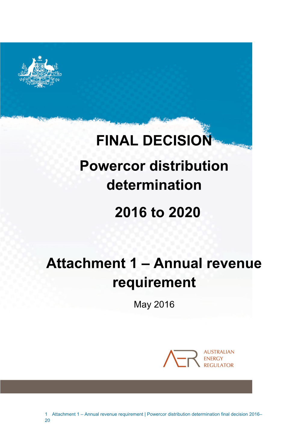 Attachment 1 Annual Revenue Requirement