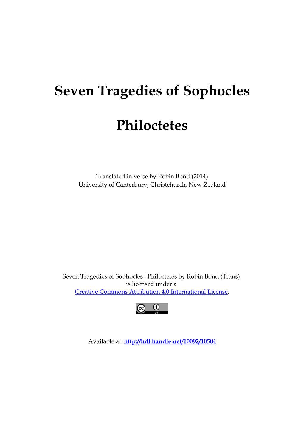 Seven Tragedies of Sophocles