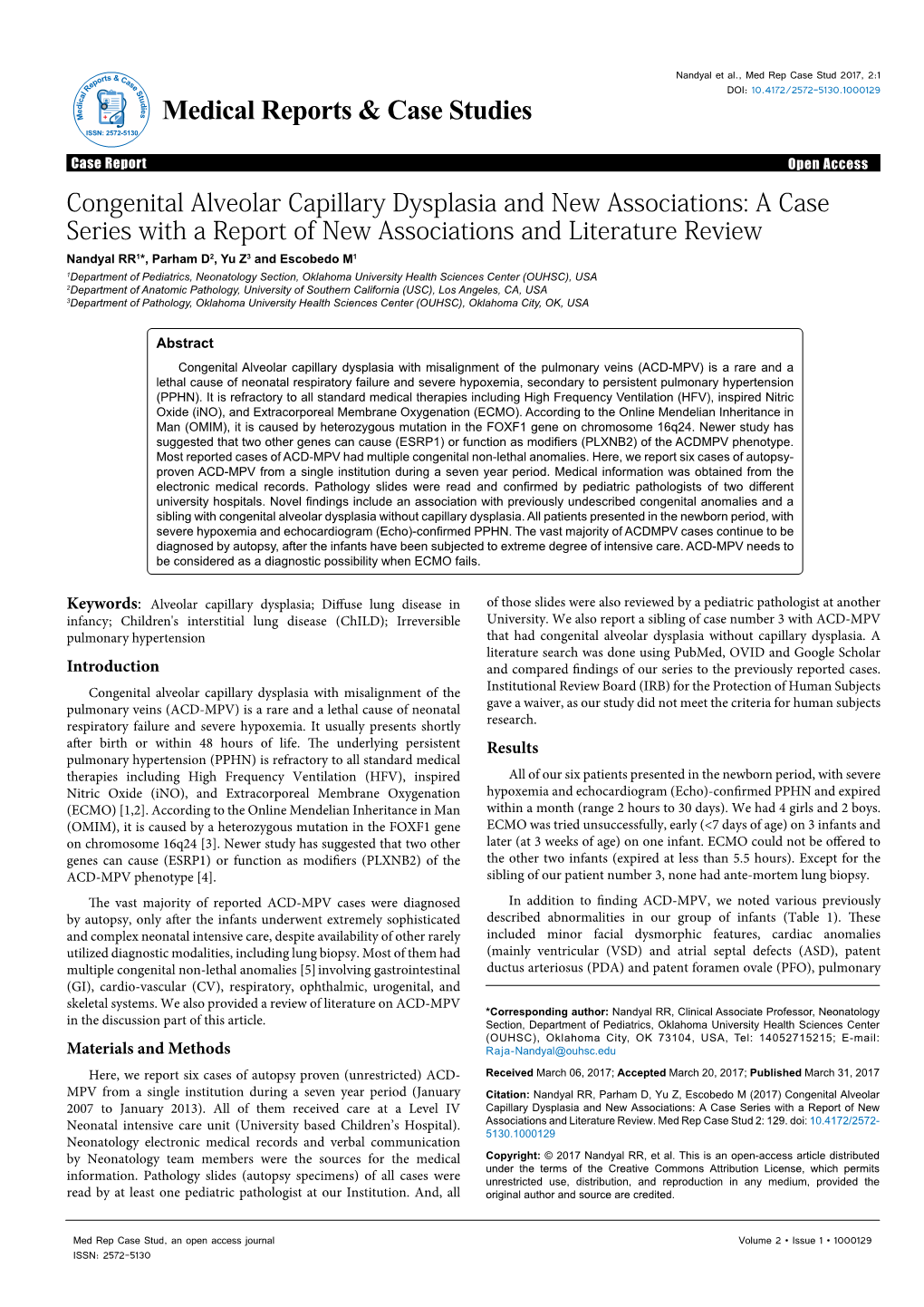 Congenital Alveolar Capillary Dysplasia and New Associations