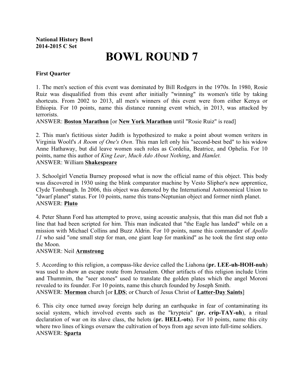 Bowl Round 7