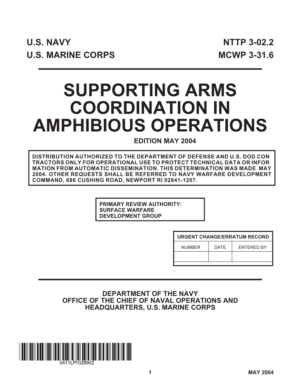 Supporting Arms Coordination in Amphibious Operations Edition May 2004