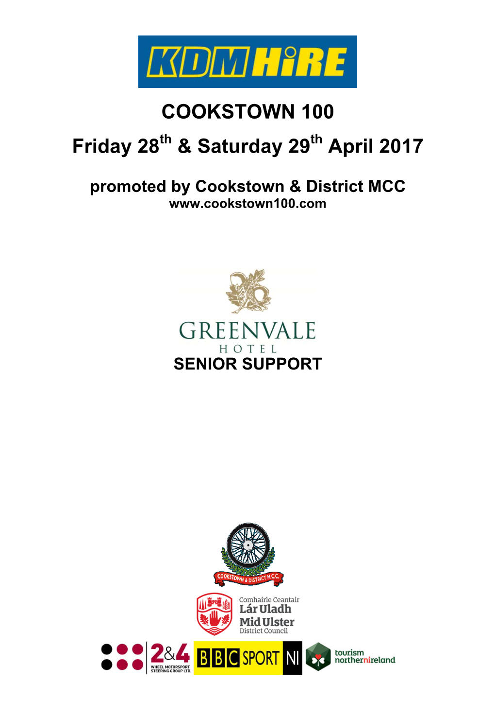 COOKSTOWN 100 Friday 28 & Saturday 29 April 2017