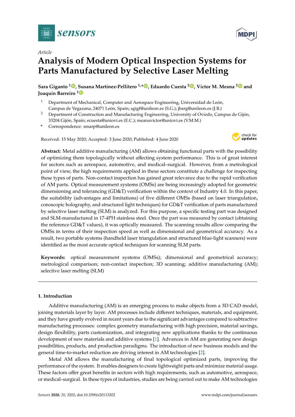 Analysis of Modern Optical Inspection Systems for Parts Manufactured by Selective Laser Melting
