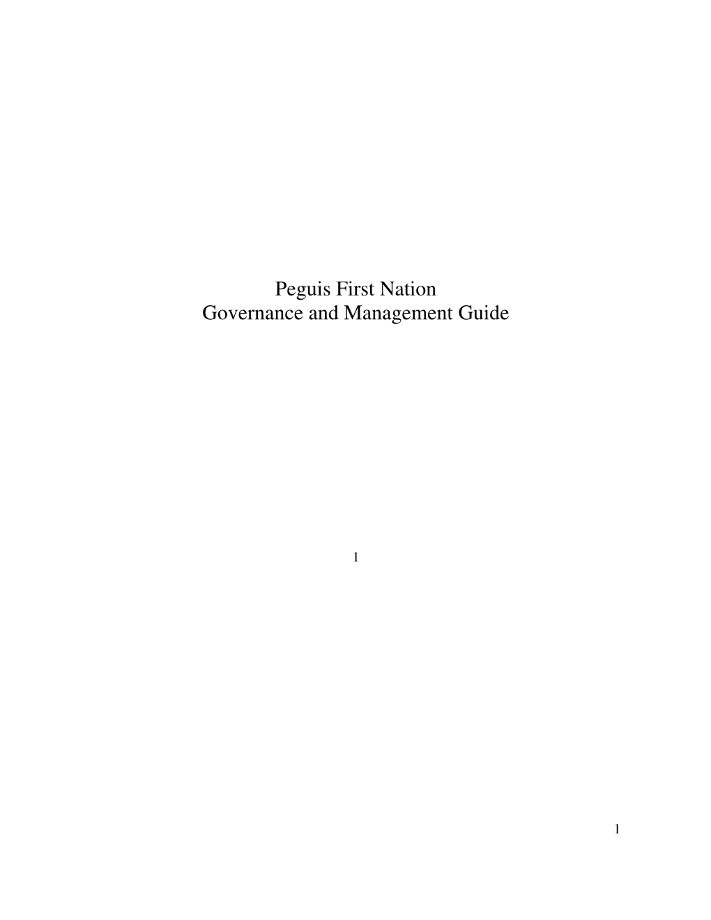 Peguis First Nation Governance and Management Guide