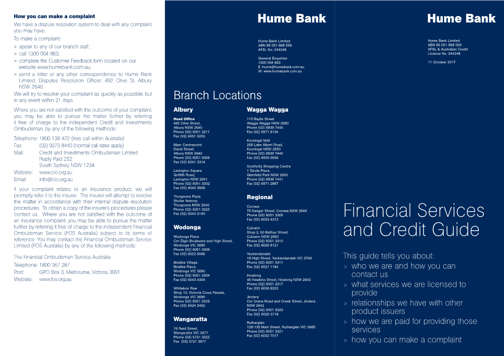 Financial Services and Credit Guide