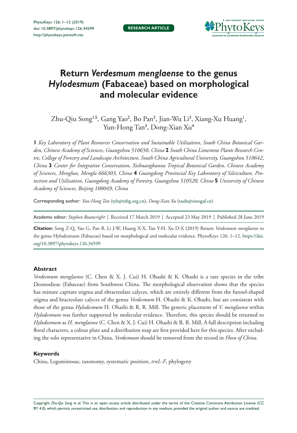 Fabaceae) Based on Morphological and Molecular Evidence