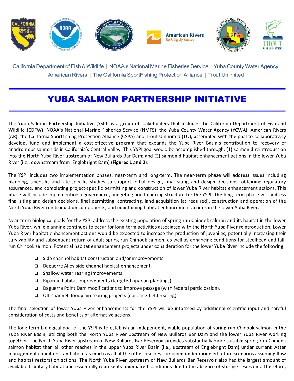 Yuba Salmon Partnership Initiative