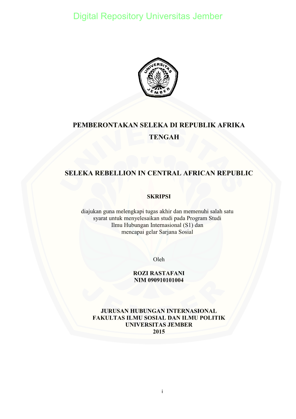 Pemberontakan Seleka Di Republik Afrika Tengah Seleka Rebellion in Central African Republic