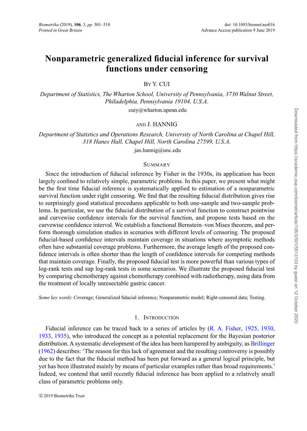 Nonparametric Generalized Fiducial Inference for Survival Functions Under Censoring