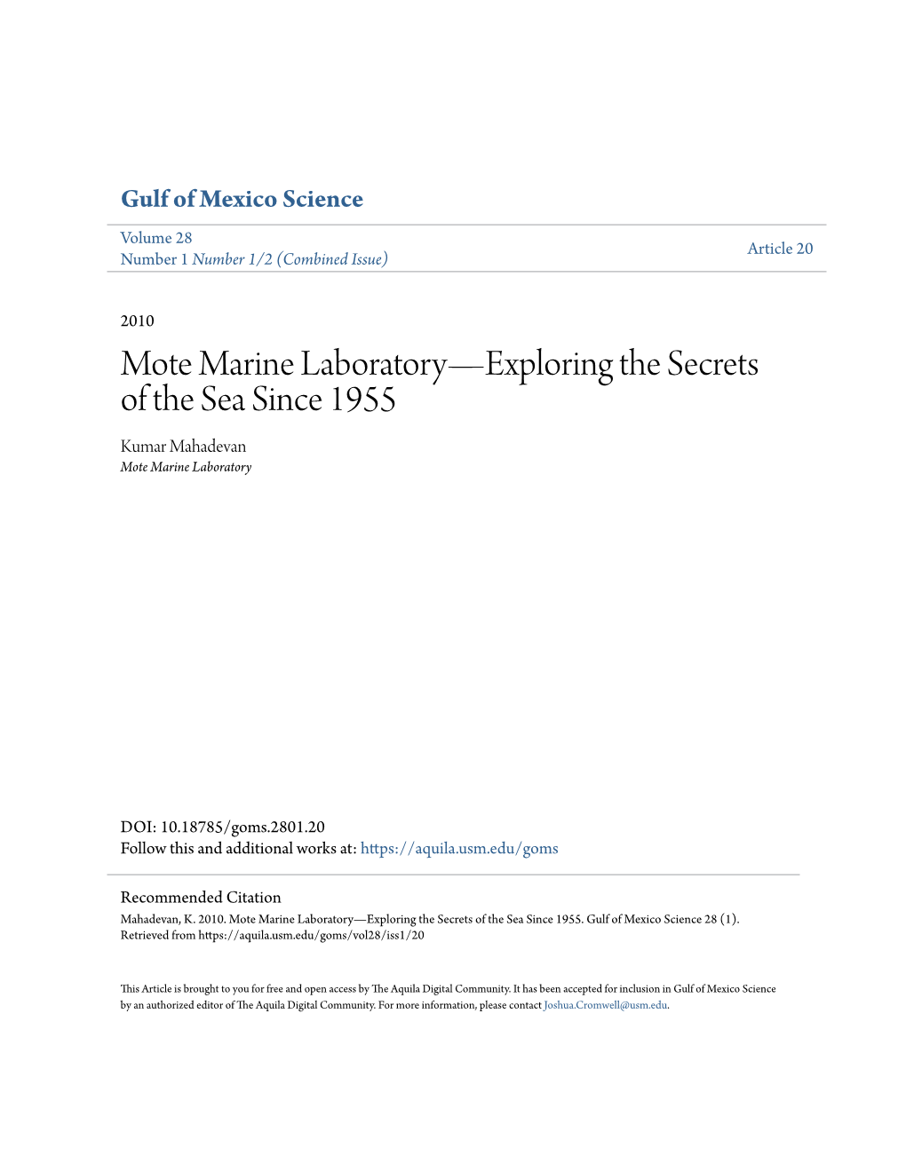 Mote Marine Laboratoryâ•Flexploring the Secrets of the Sea Since 1955