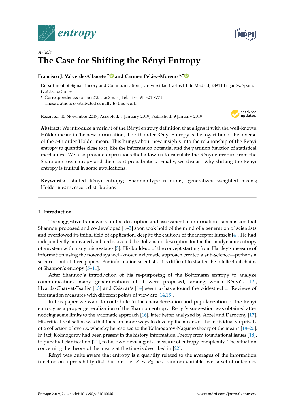 The Case for Shifting the Rényi Entropy