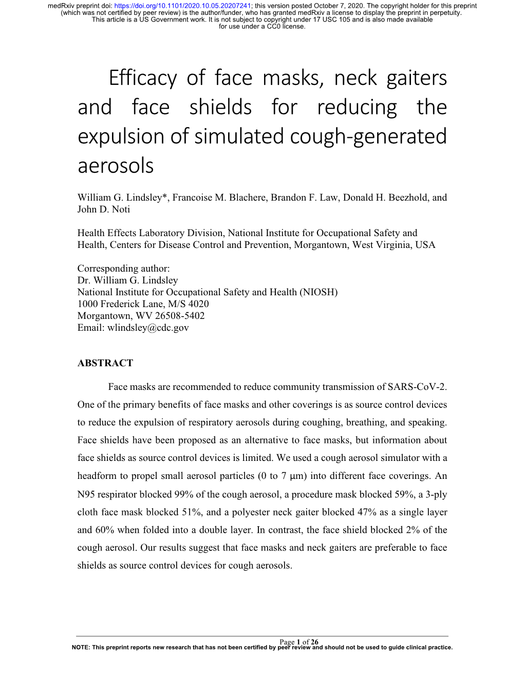 Gaiters and Face Shields for Reducing the Expulsion of Simulated Cough-Generated Aerosols