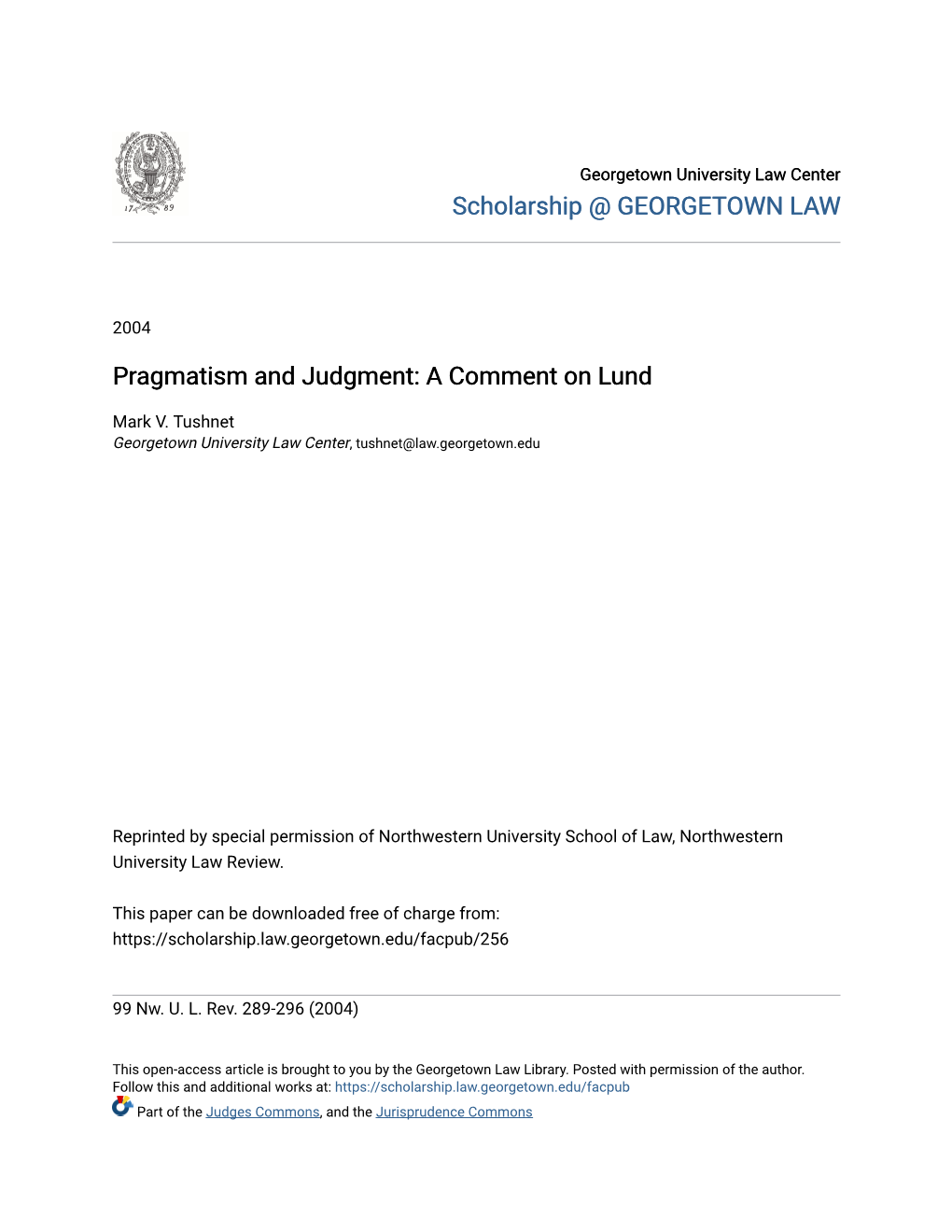 Pragmatism and Judgment: a Comment on Lund