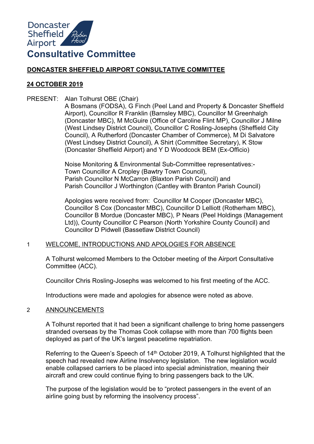 Doncaster Sheffield Airport Consultative Committee