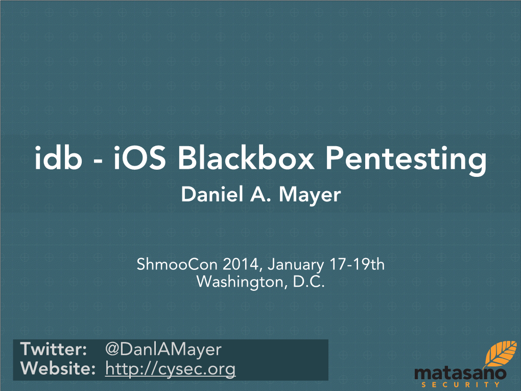 Idb - Ios Blackbox Pentesting Daniel A