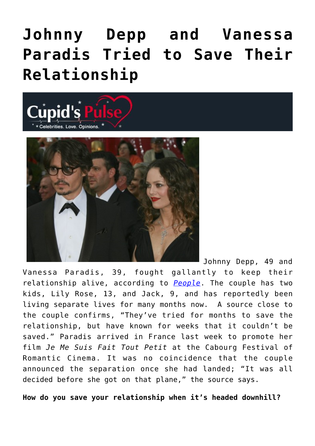 Johnny Depp and Vanessa Paradis Tried to Save Their Relationship