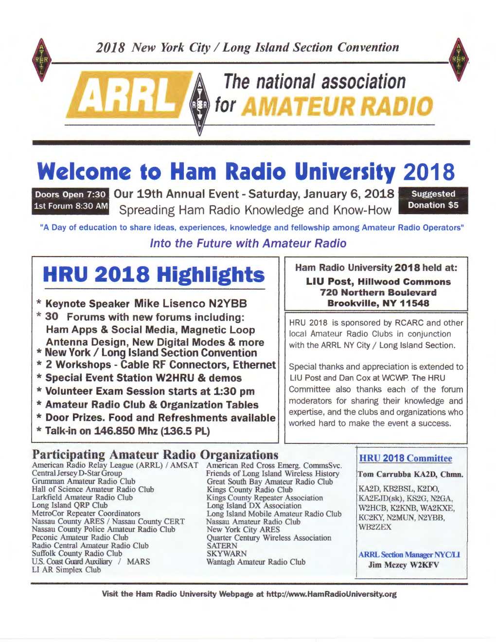 Welcome to Ham Radio University 2018