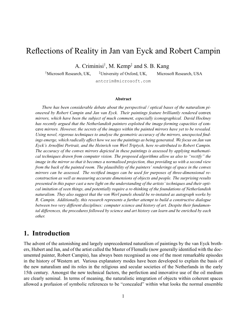 Reflections of Reality in Jan Van Eyck and Robert Campin