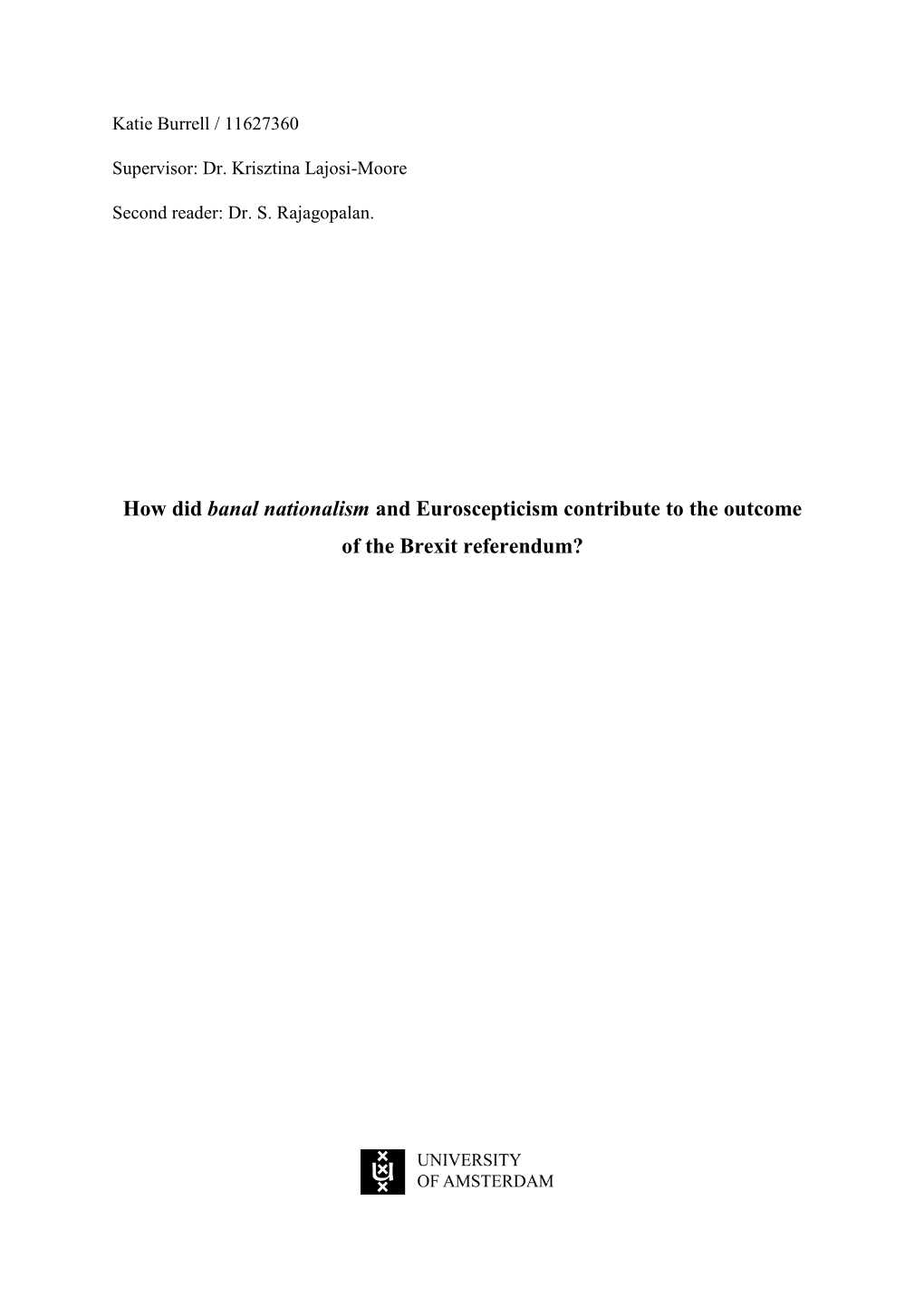 How Did Banal Nationalism and Euroscepticism Contribute to the Outcome of the Brexit Referendum?